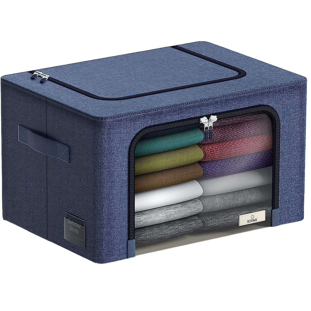 Medium Storage Box Foldable with Window & Handles 1-Piece Sorbus Color: Teal