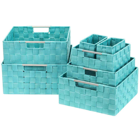 Double Woven Basket Bin Set (7 Pc)