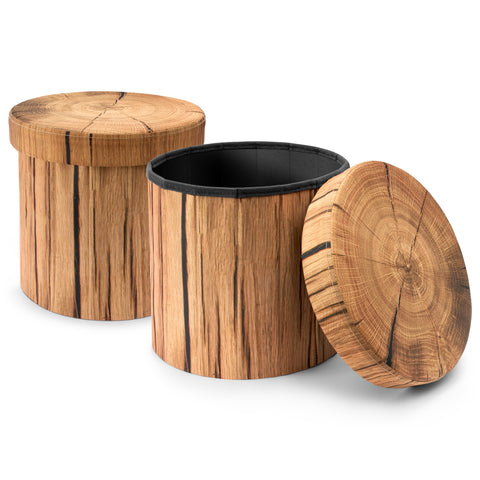 Log Print Storage Ottoman