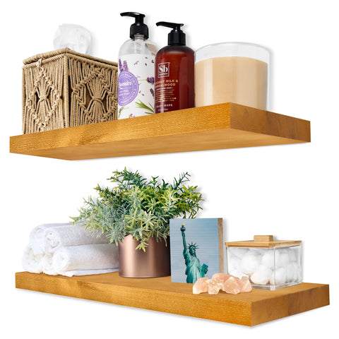 Solid Wood Floating Shelves (16”, Set of 2)