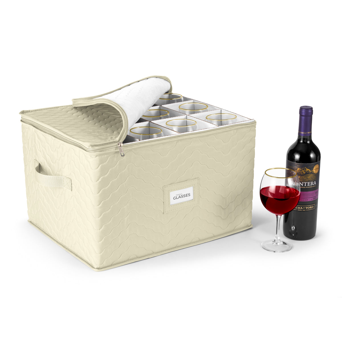 12 Glass Stemware Storage Quilted Case