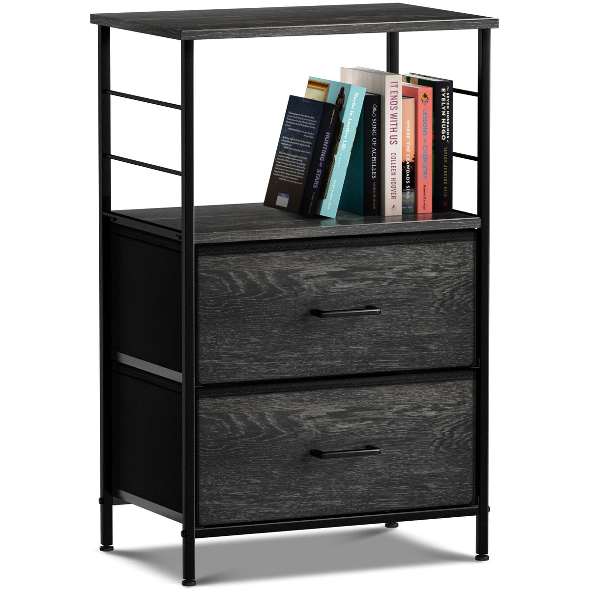 2 Drawer Tall Nightstand Table