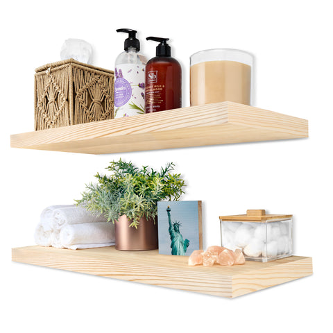 Solid Wood Floating Shelves (Set of 2, 24”)