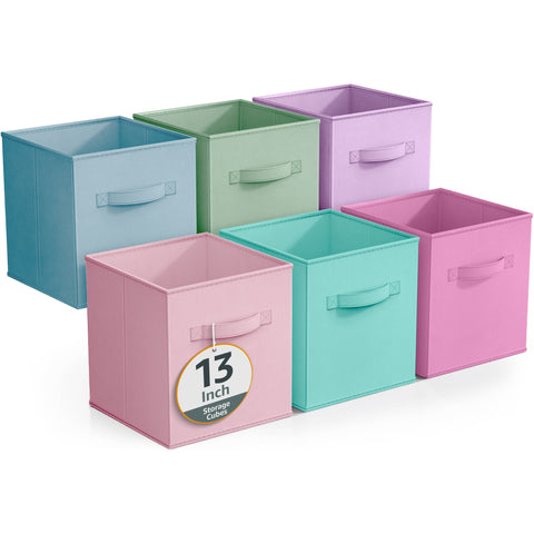 13" Large Cube Storage Bins (6 Pack Multi)