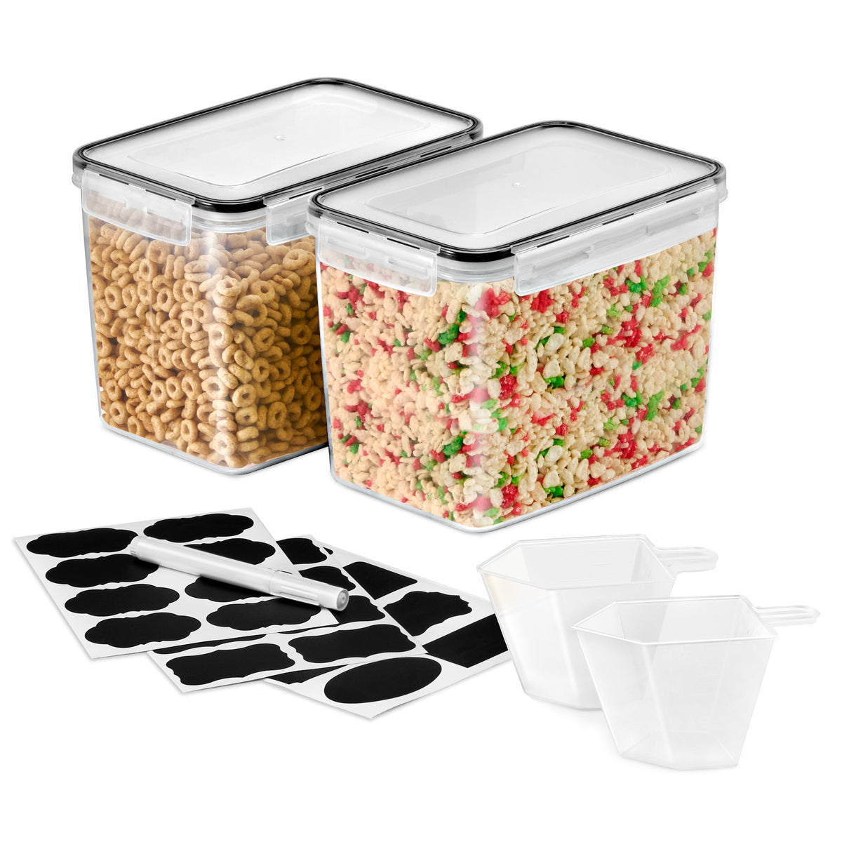 Large Narrow Airtight Food Storage Containers with Lids (2 Pack)