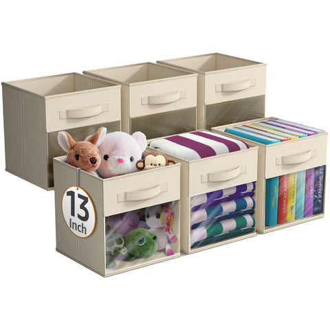 13" Large Storage Bin with Clear Window – 6-Pack