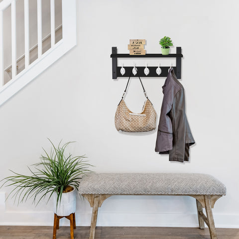 Coat Hooks Wall Mount Floating Shelf (Large & XL)