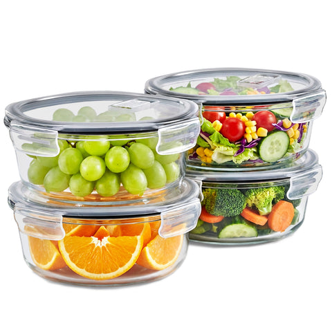 Round Glass Food Storage Containers with Lids