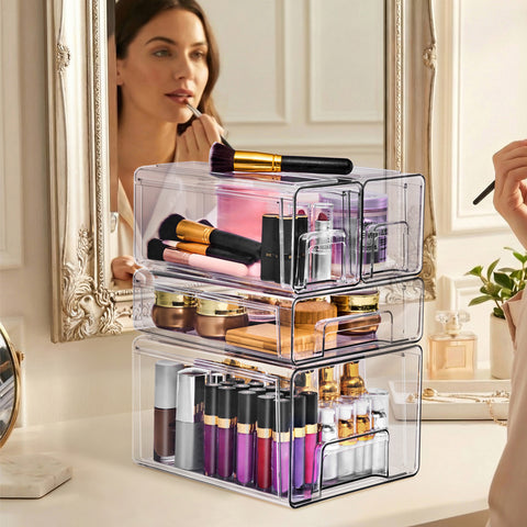 Clear Storage Drawers Case with Handles