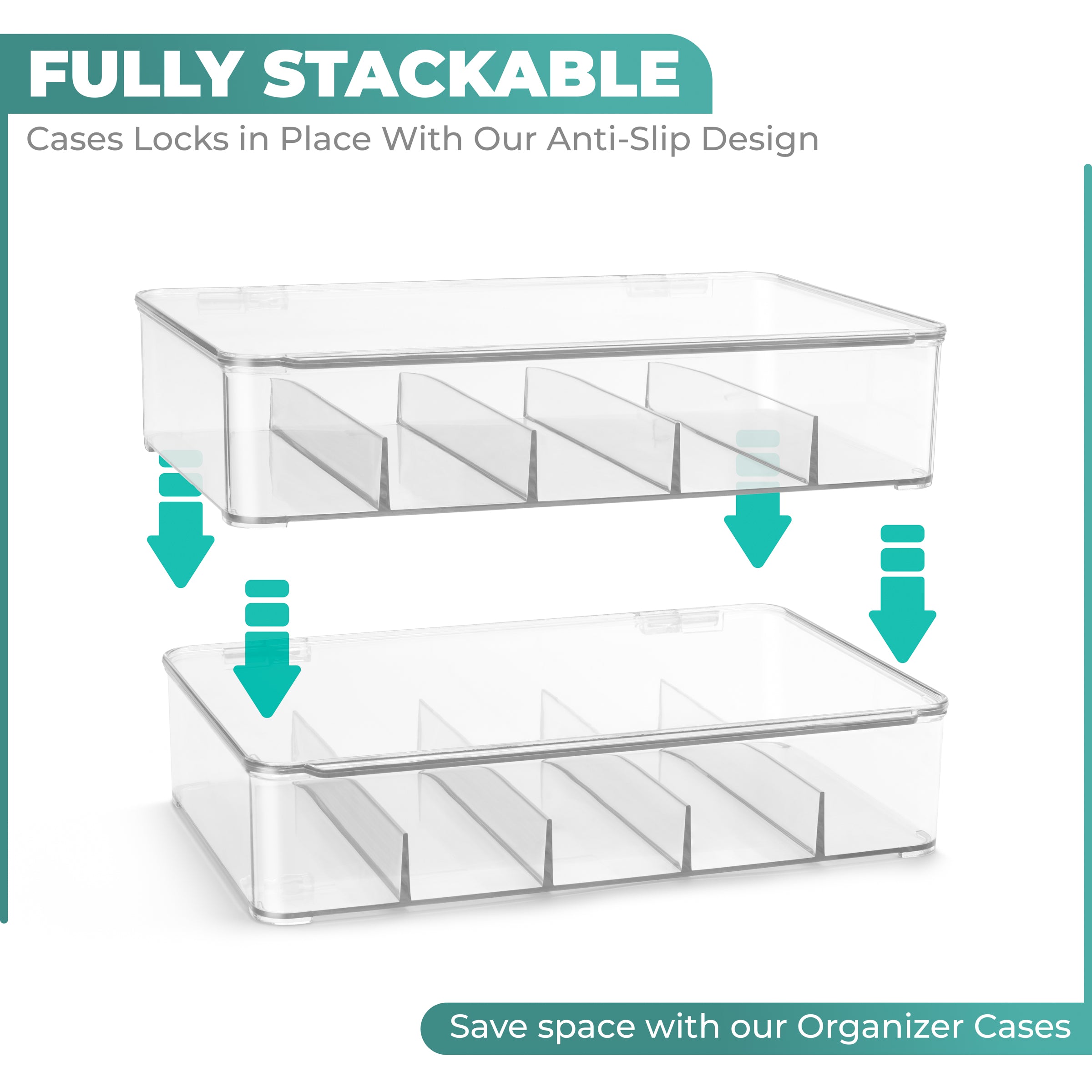 This clear, shatter-resistant acrylic eyeglass case is designed to keep your eyewear organized and protected. It stores up to five pairs of glasses, including sunglasses, prescription glasses, and fashion accessories. The stylish, stackable design is perfect for small spaces like apartments or townhouses, and the case can also be used for organizing jewelry, cosmetics, watches, and other essentials. Each compartment keeps items secure and dust-free, with an easy-to-open lid featuring a steel metal hinge. Av