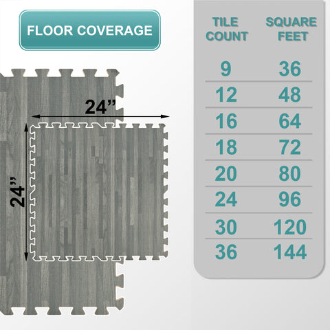 16 Tiles 64 Sq ft Wood Grain Foam Tiles