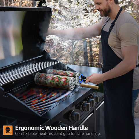 Stainless Steel Rolling Barbecue Grilling Basket - 2 Piece