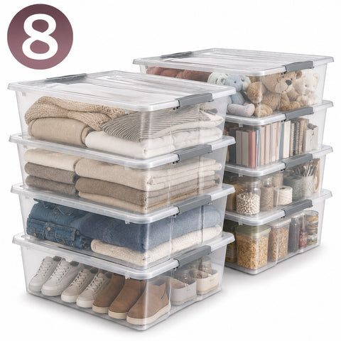 Underbed Bins with Lids (Set of 8)