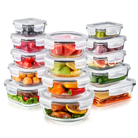 Glass Food Storage Airtight Containers with Lids (28 Pcs)