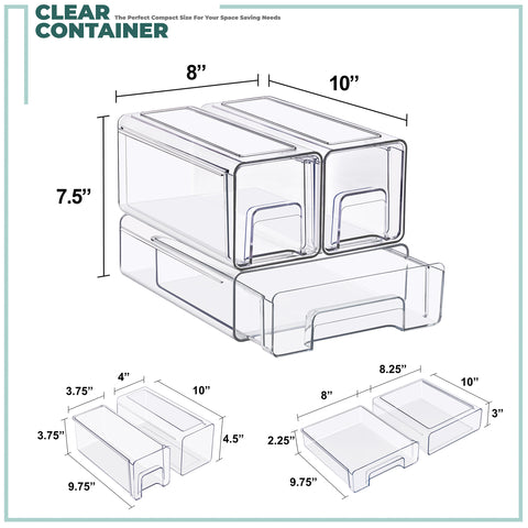 Clear Storage Drawers Case with Handles
