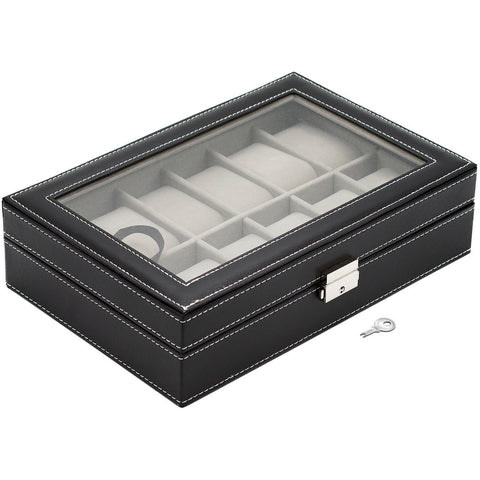 Leather Display Large Watch Box (Fits 12 Watches)