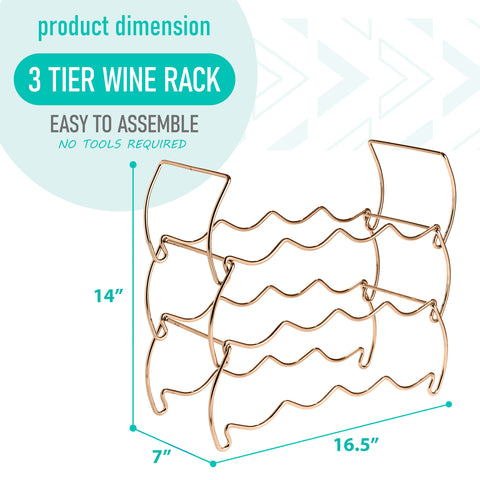 12 Bottle Metal Detachable Wine Rack (3 Tier)
