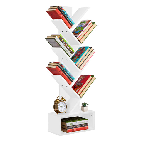 7 Tier Tree Bookshelf with Storage
