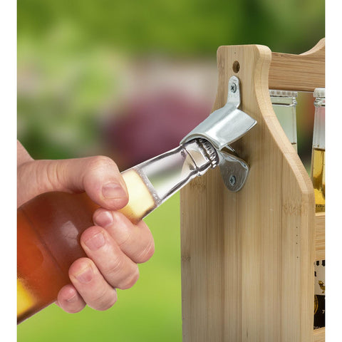 Bamboo Wine Caddy with Bottle Opener & Sampler Paddles