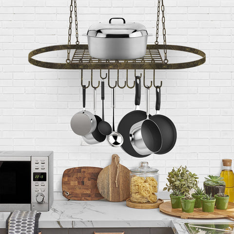 Pot Pan Ceiling Rack with Hooks