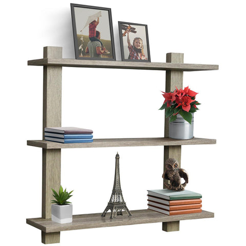 Asymmetric Wood Floating Shelf (3 Tier)