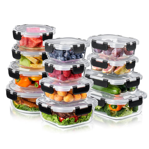 Glass Food Storage Airtight Containers with Lids (24 Pcs)