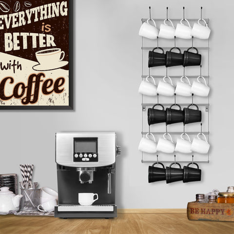 Wall-Mounted Coffee Mug Small Holder (21 Hooks)