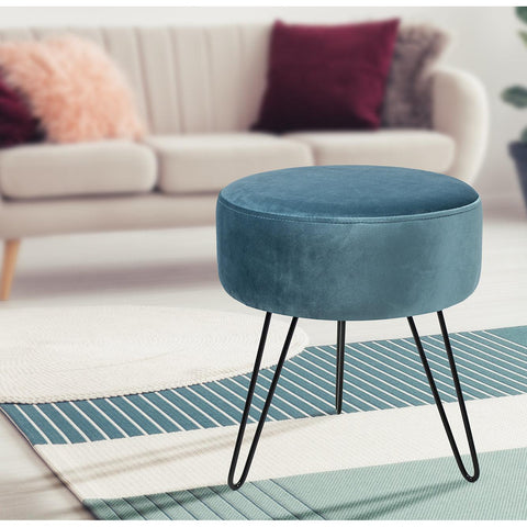 Velvet Footrest Stool (Round)