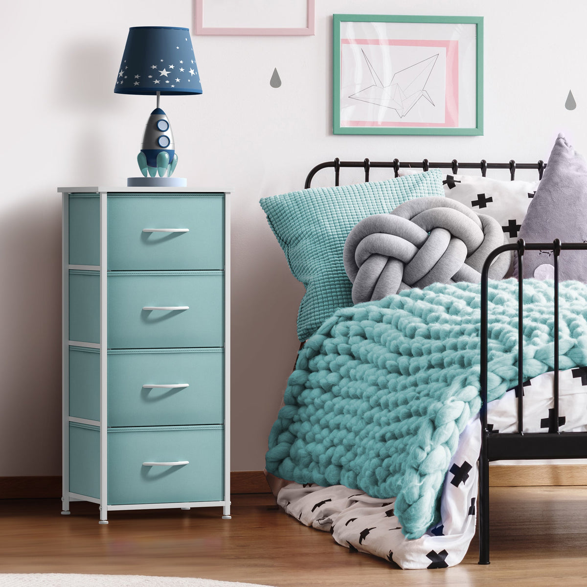 4 Drawer Vertical Short Nightstand - Sorbus Home