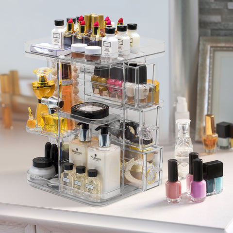 360Â° Makeup Organizer Carousel (3 Drawer)