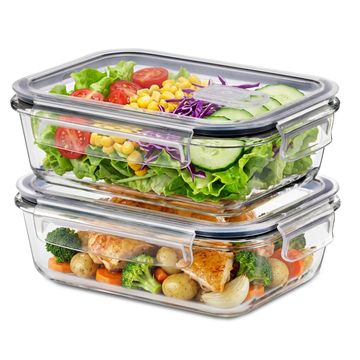 Glass Food Storage Containers with Lids and Vents