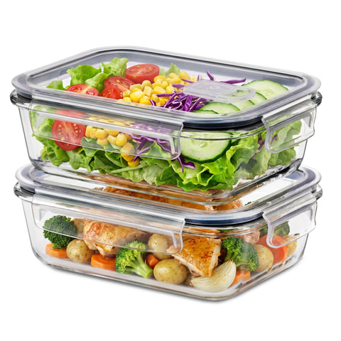 Glass Food Storage Containers with Lids and Vents