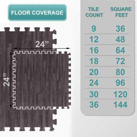 16 Tiles 64 Sq ft Wood Grain Foam Tiles