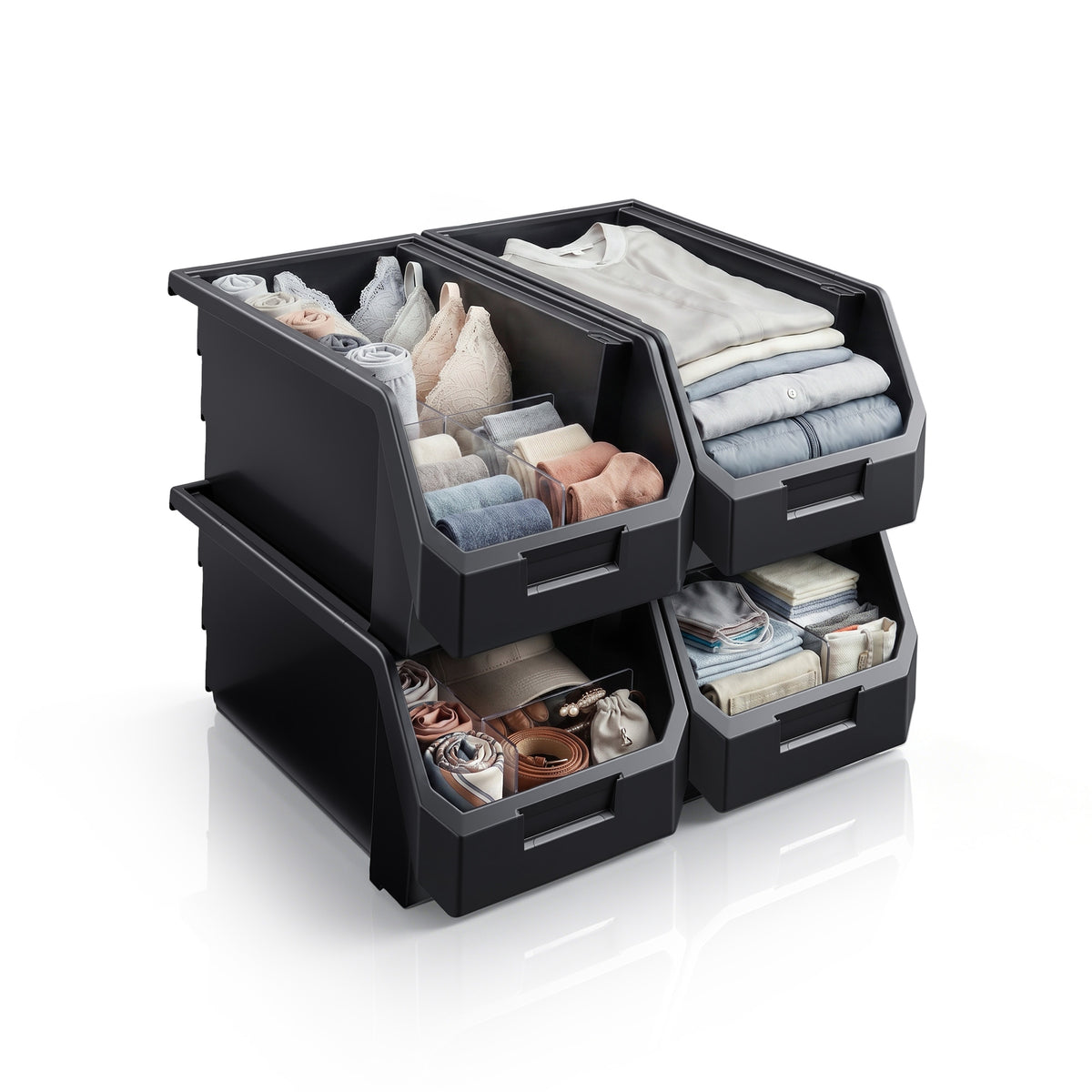 Large Open Front Stackable Clothing Storage Bin