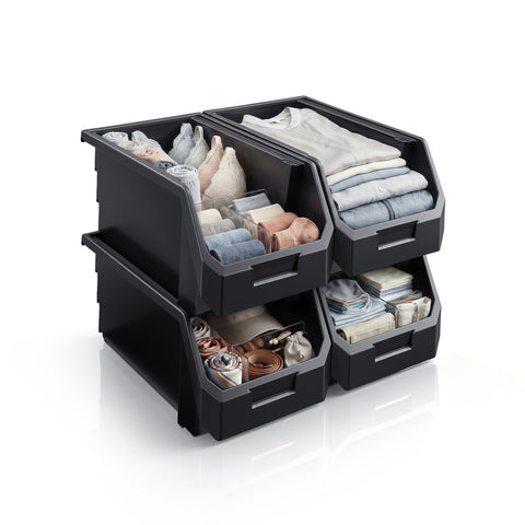Large Open Front Stackable Clothing Storage Bin