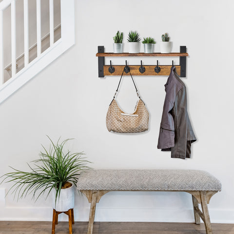 Coat Hooks Wall Mount Floating Shelf (Large & XL)