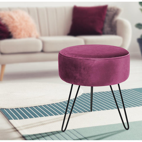 Velvet Footrest Stool (Round)