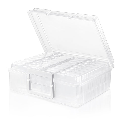 Clear Photograph Organizer Box with 16 Cases