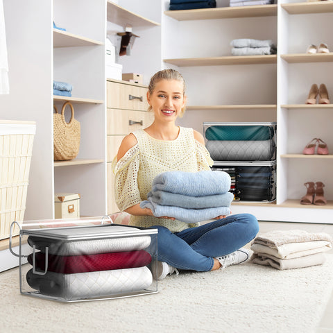 Foldable Large Plastic Bags with Zipper & Handles - Sorbus Home