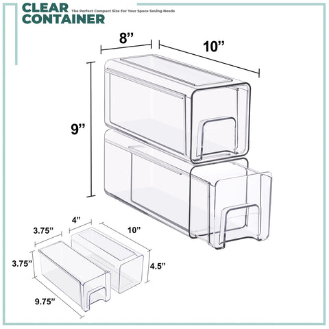 Stackable Storage Drawers Case with Handles