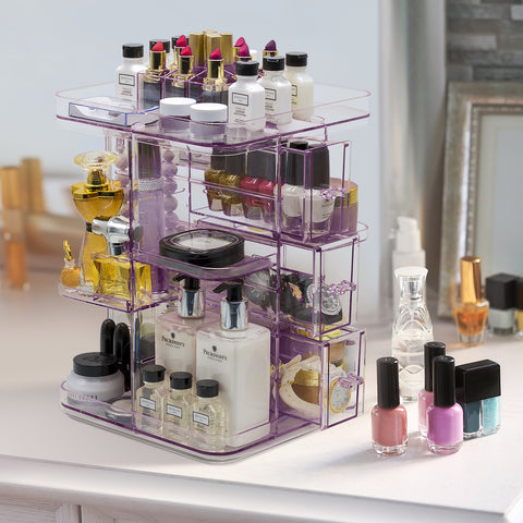 360Â° Makeup Organizer Carousel (3 Drawer)