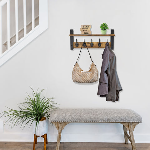 Coat Hooks Wall Mount Floating Shelf (Large & XL)