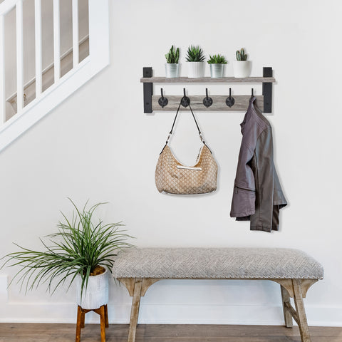 Coat Hooks Wall Mount Floating Shelf (Large & XL)