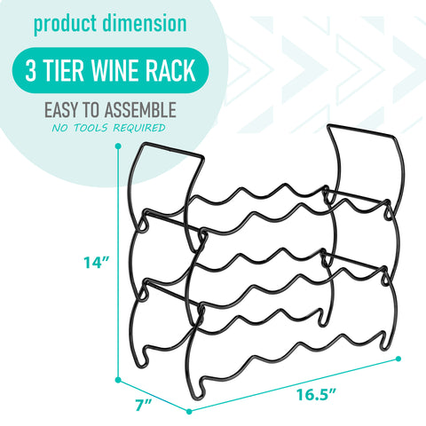 12 Bottle Metal Detachable Wine Rack (3 Tier)