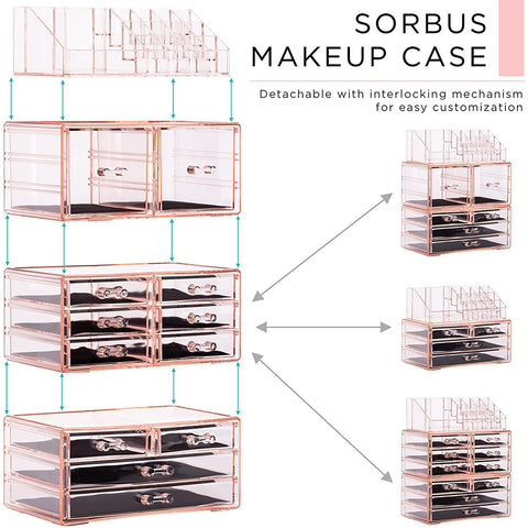 Makeup Organizer Case (12 drawer 4Pc)