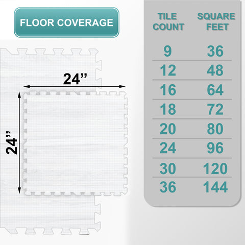 16 Tiles 64 Sq ft Wood Grain Foam Mats