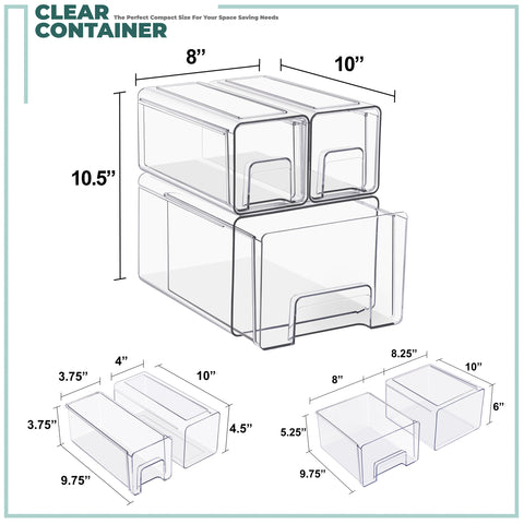 Clear Storage Drawers Case with Handles