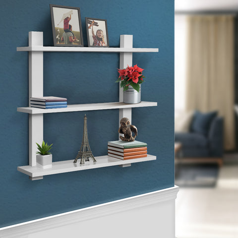 Asymmetric Wood Floating Shelf (3 Tier)