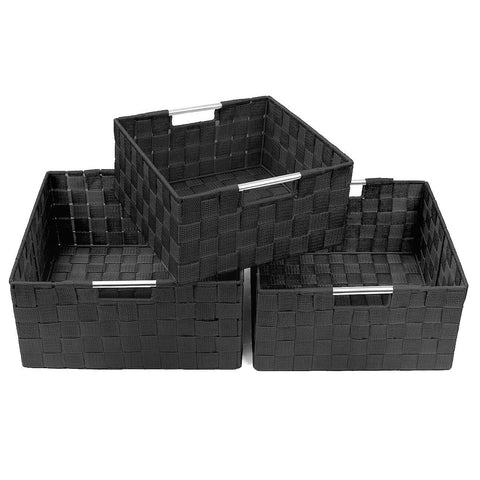 Double Woven Basket Bin Set (3 Pack)