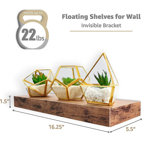 Rustic Rectangle Floating Shelves (3 Pack)